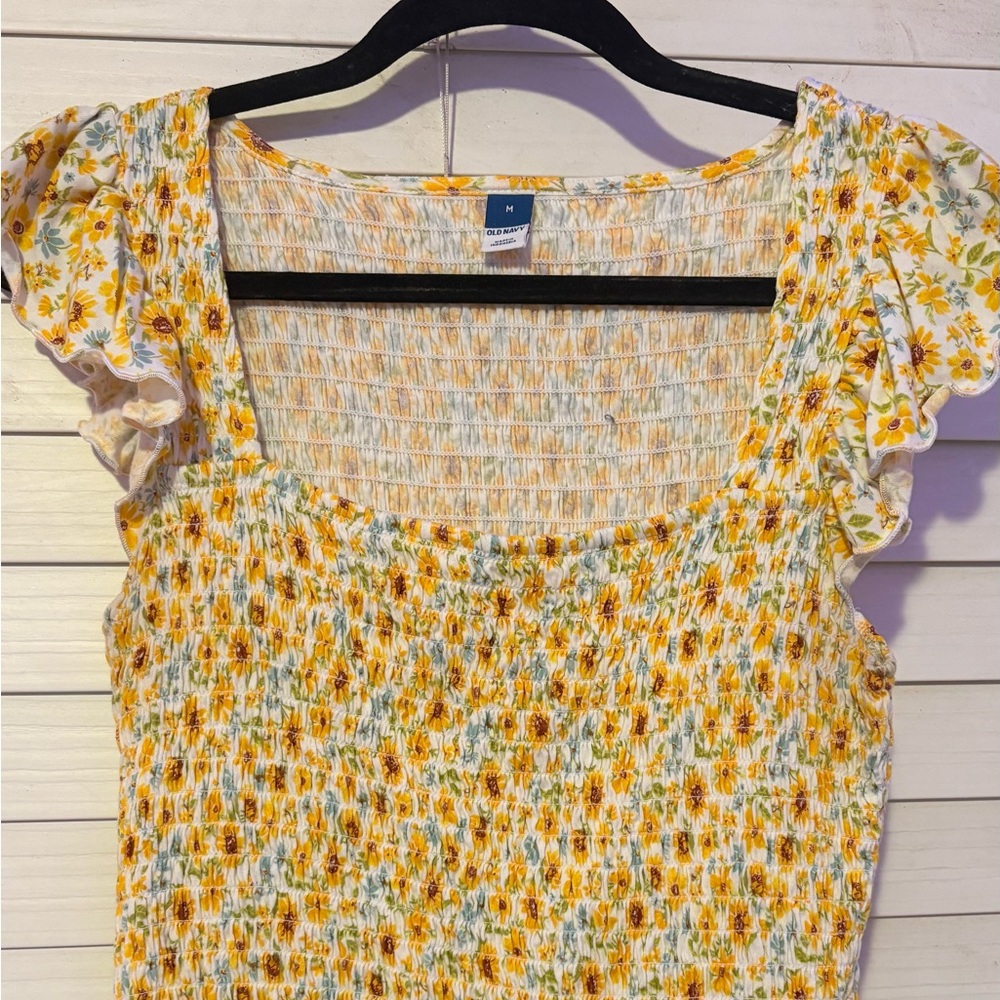 Old Navy Sunflower Print Yellow Blouse
